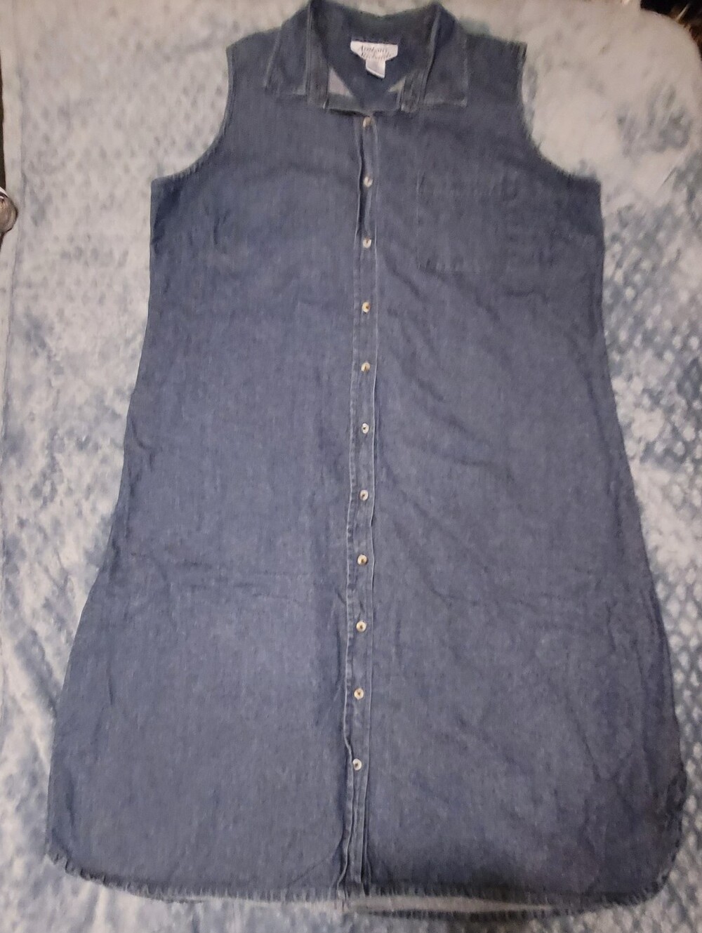 Vintage Anthony Richards Sleeveless Denim Midi-Length Shirt Dress Sz 1X
